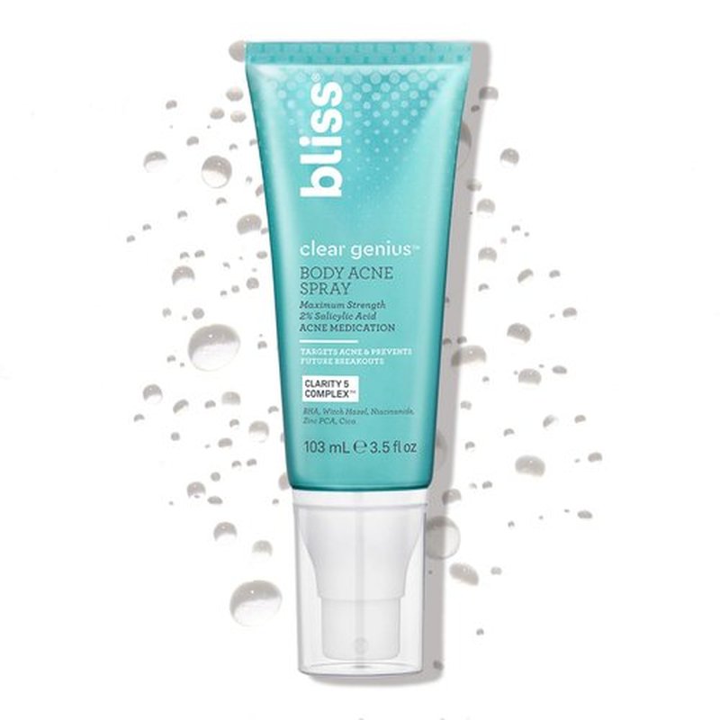 Bliss Acne-Prone Skin Bundle - Clear Genius Toner, Body Spray, Spot Treatment BHA Salicylic Acid and Clarifying Peel & Cleanser