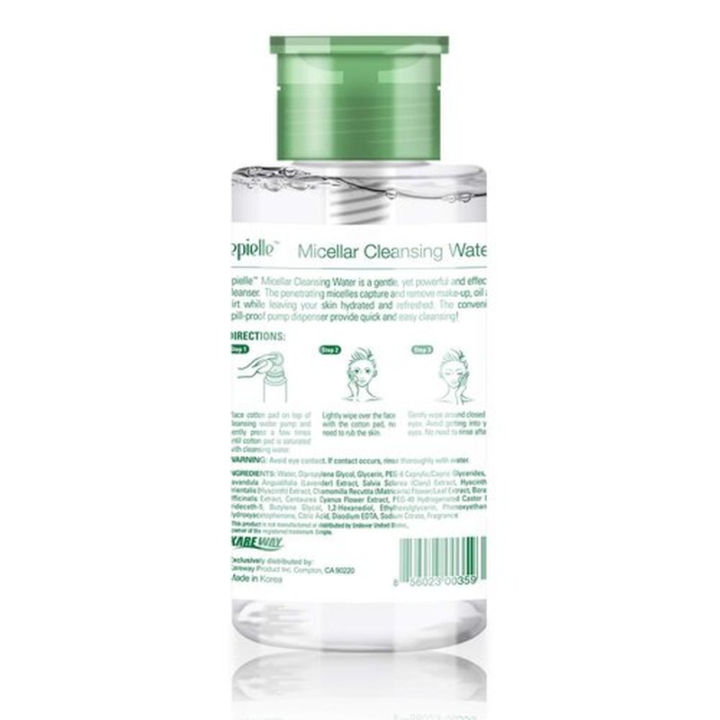 Epielle Micellar Cleansing Water - Gentle Makeup Remover for All Skin Types | 8 Fl Oz | Perfect for Spa Days & Gift Sets