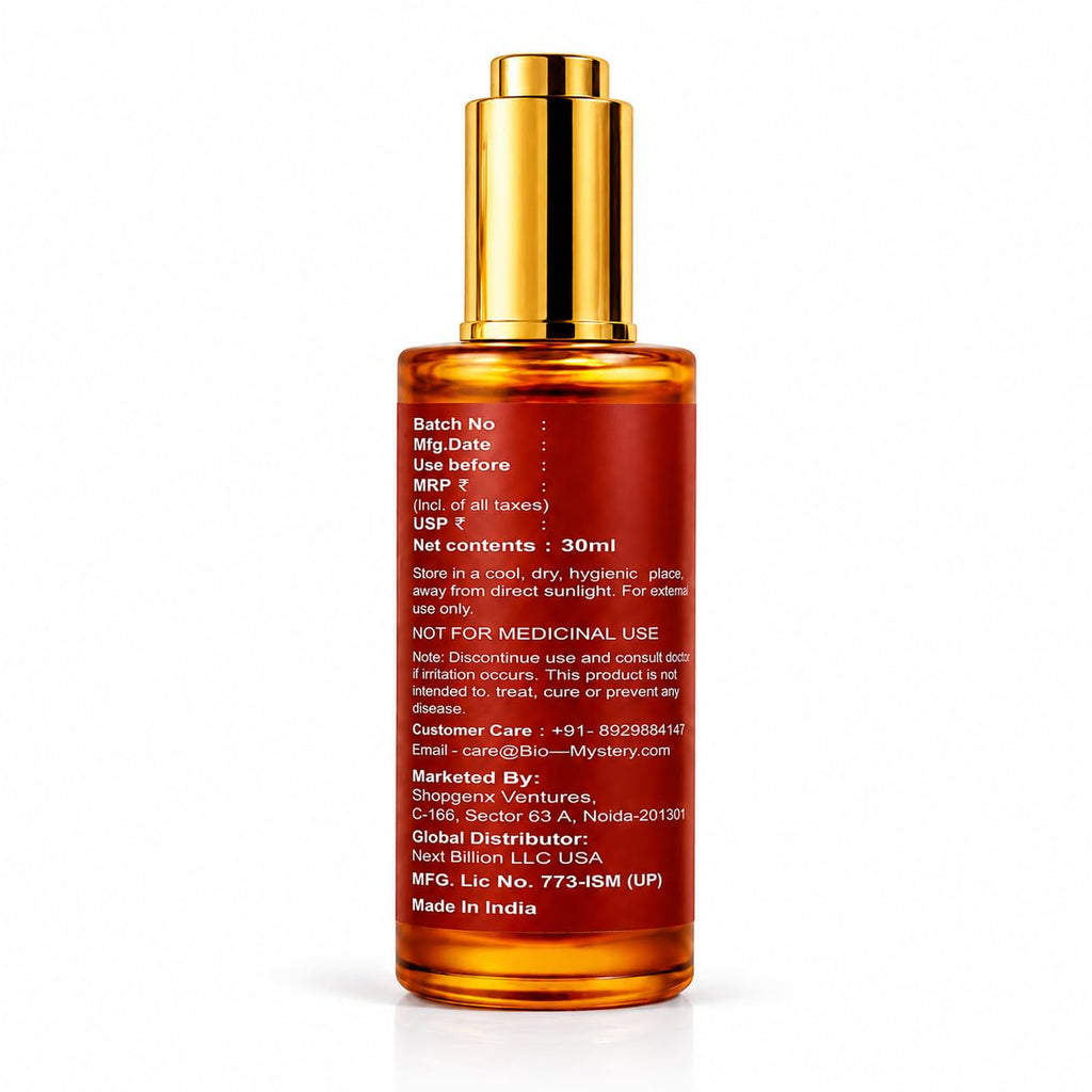 Bio Mystery Authentic Kumkumadi Elixir Oil, Rodiont Brighter Face Oil For Glowing Skin, Dark Spot Wrinkles and Pigmentation | Rich in Vitamin A & C | 30ml/1 floz