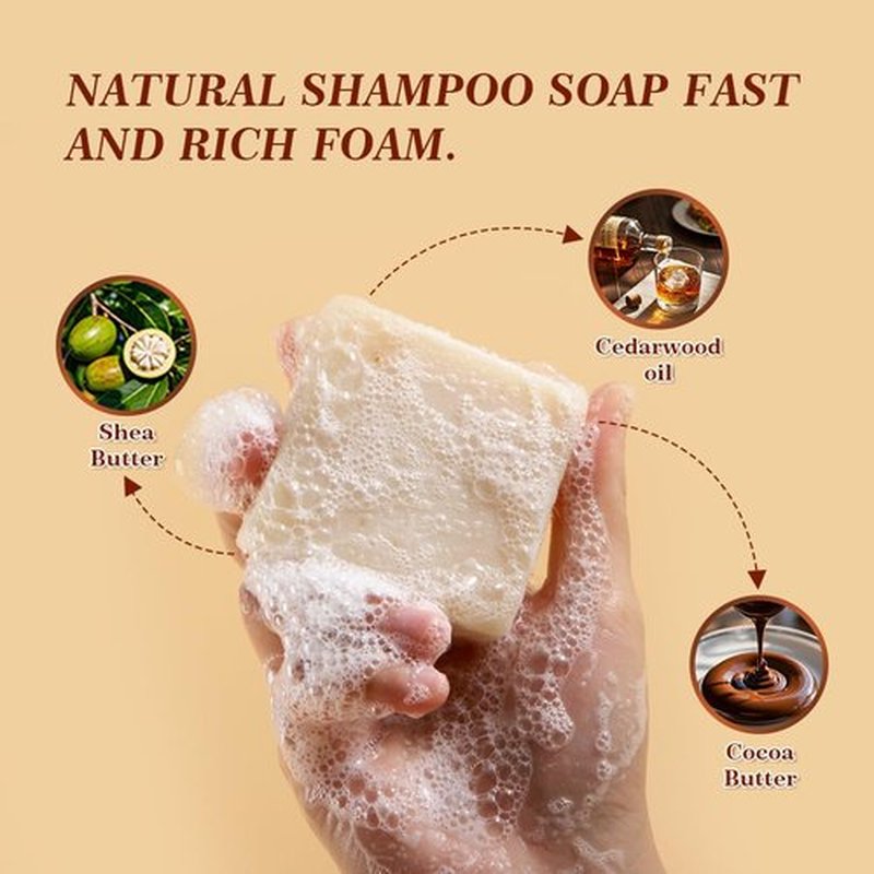 SKIRIFINE Shampoo Bar for Men - Experience a Distinctive Masculine Aroma, Quick Lather & Easy Rinse, Wood Barrel Bourbon Scent Natural Men Shampoo Soap Bar, ldeal for Travel - 3.2oz