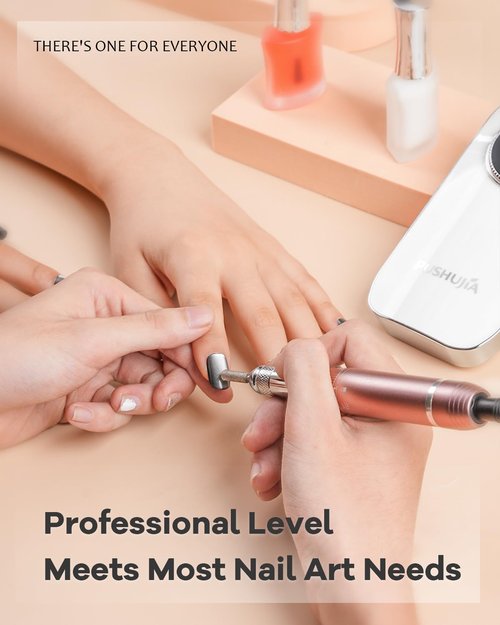 PUSHUJIA 45000 RPM Nail Drill - Brushless Cordless Efile LCD Display & Heat Reduction Tech for Acrylic Gel Nails (White)