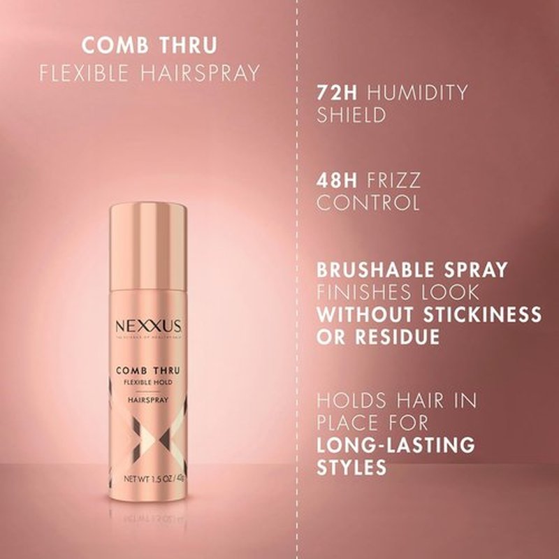 Nexxus Travel Styling Bundle – Comb Thru Flexible Hairspray (1.5 Oz) 2-Pack + Volume Medium Mousse (2 Oz) 2-Pack, Anti-Humidity, Frizz Control, Rose Fragrance
