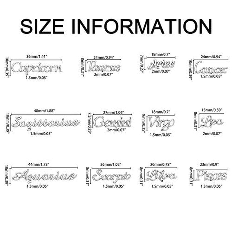 SILPECWEE 36pcs Zodiac Nail Charms 3d Silver Zodiac Sign Nail Letters Flat Back Nail Rhinestones Gold Nail Dangle Jewels Constellation Nail Art Charms Hollow Nail Studs Alloy Nail Decoration