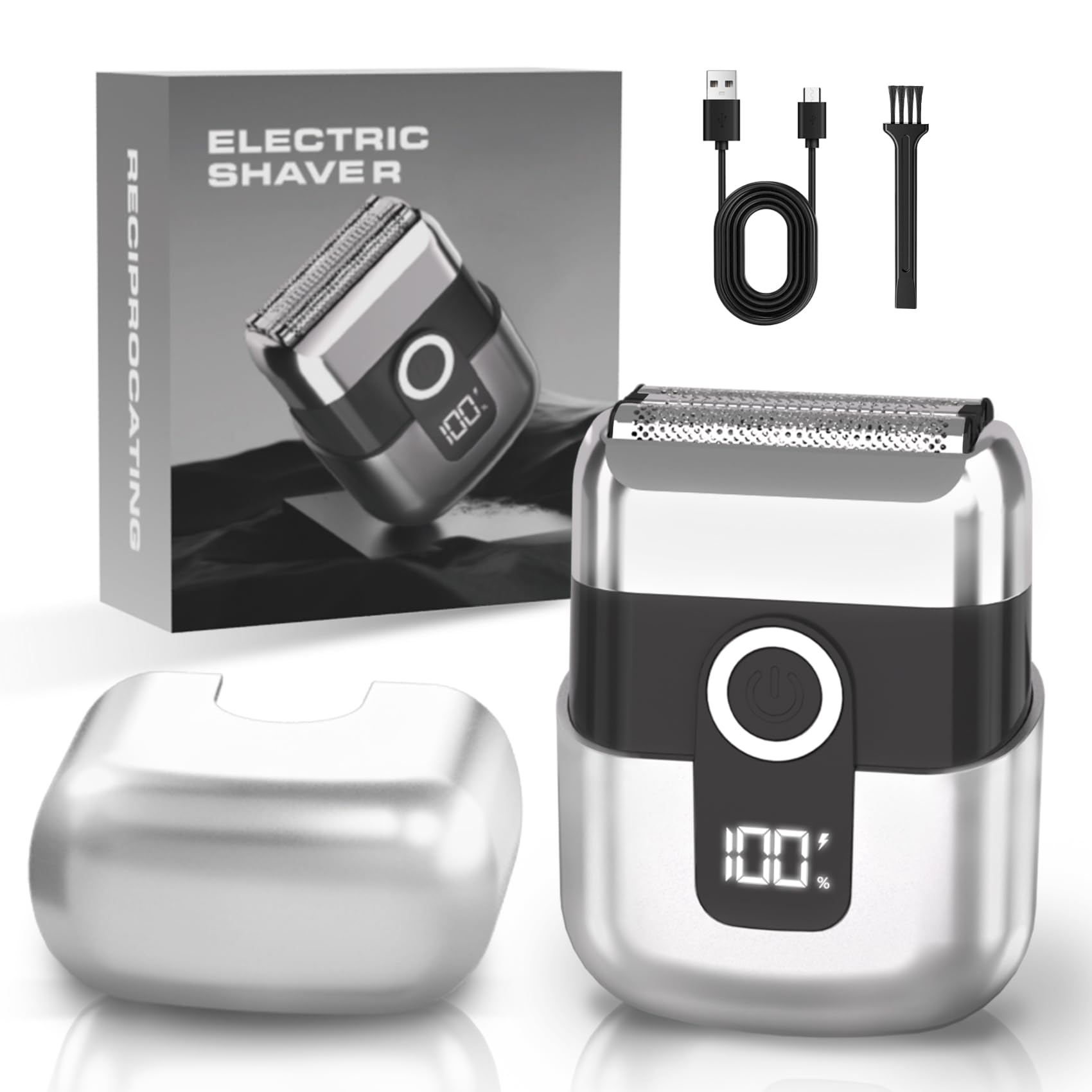 LYRSLF Electric Foil Shavers for Men: Mini Electric Razor, Foil Shaver for Face, IPX7 Waterproof Wet Dry Cordless Razor with 3 Floating Blades, LED Display for Travel & Home, USB Type C