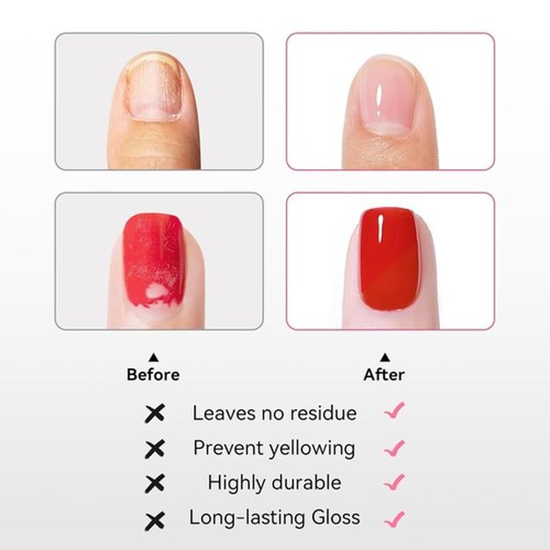 Skiennix Nail Polish Set - Clear Base & Top Coat | Quick-Dry, Vegan, Chip Resistant, 2 Pcs