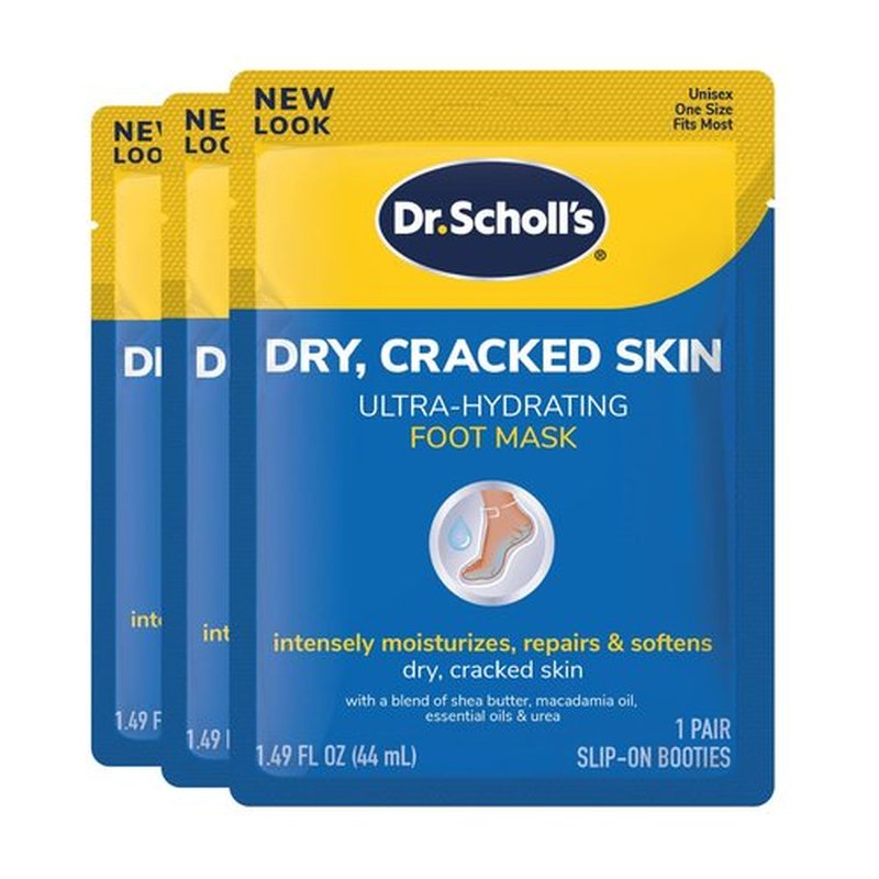 Dr. Scholl's Dry, Cracked Skin Ultra-Hydrating Foot Mask, Intensely Moisturizes & Rough, Dry Skin Ultra Exfoliating Foot Mask 3 Pack, Gently Peels and Softens