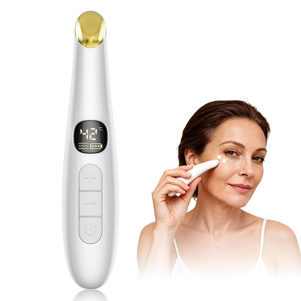 Eye Lift Wand, Eye Heat Wand with Temperature Control, Eye Massager for Dry Eyes, Dark Circles and Puffiness, Eye Lifting Device for Fine Lines, White