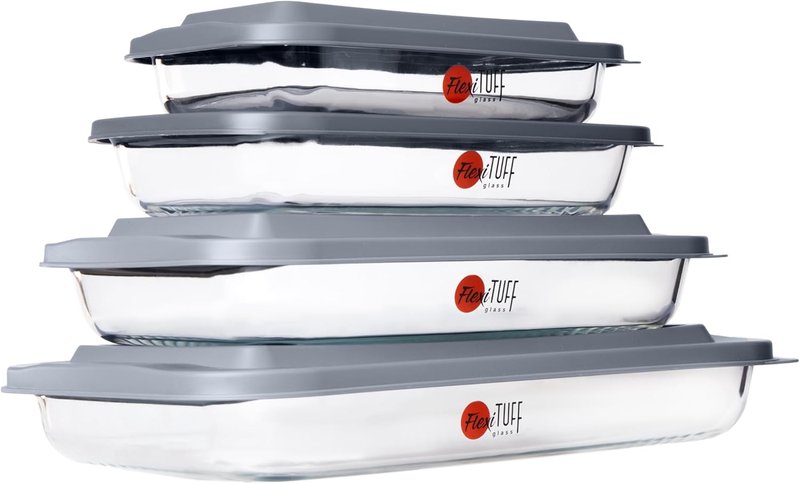 8Pcs Set Rectangular Bakeware by [Brand Name] - BPA Free, Leakproof & Airtight Containers | Dishwasher, Microwave & Freezer Safe - Clear