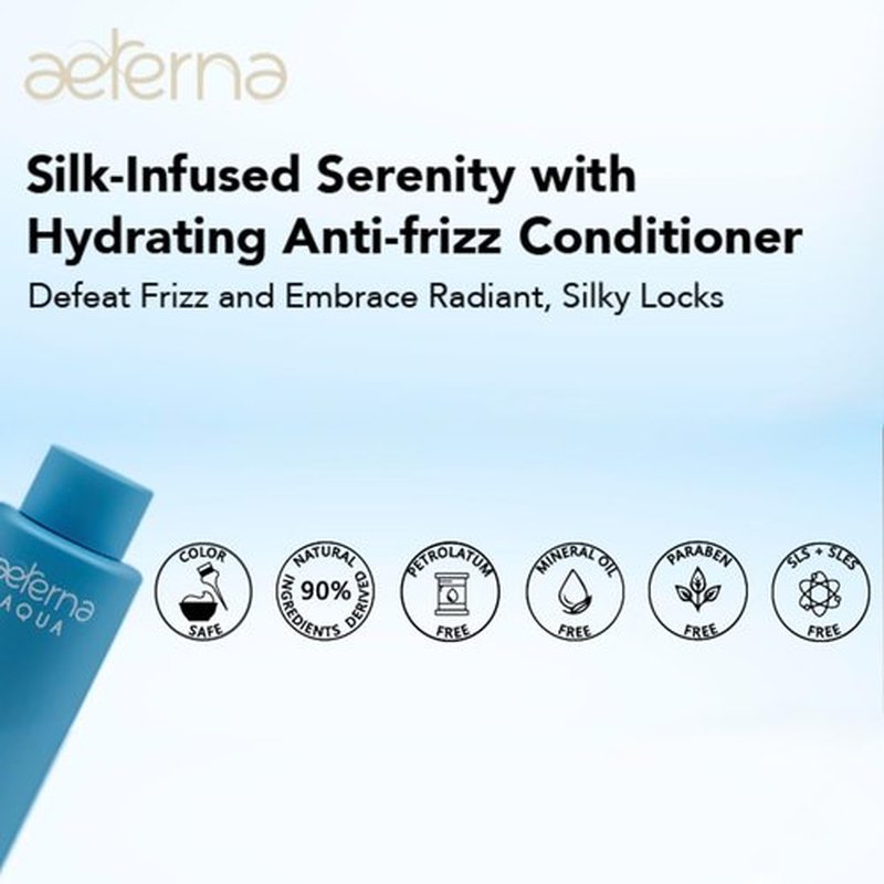 Aeterna AQUA Anti-Frizz Conditioner - Deep Hydration with Aloe Vera & Natural Oils for All Hair Types | Sulfate-Free - 250 ml