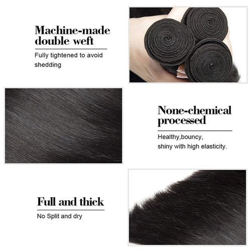 26 28 30 Inch Straight Human Hair Bundles Mixed Length Brazilian Virgin GveoXvo Straight Bundle Hair Extensions