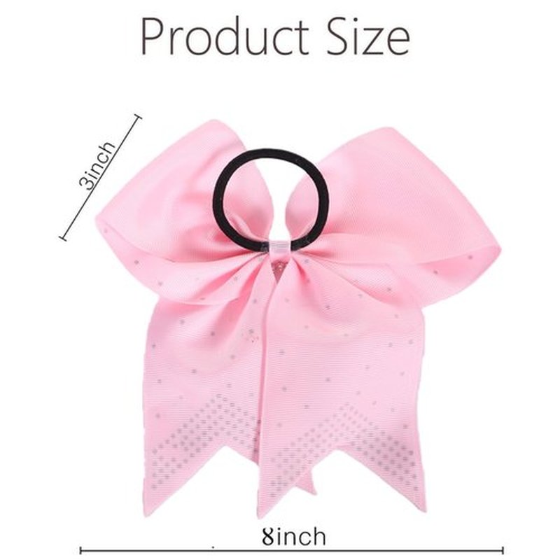 Hipcheer 12PCS 8" Rhinestones Large Cheer Hair Bows for Girls, Hand-made Grosgrain Ribbon Hair Accessories for Teen Girls Softball Cheerleader Sport (Light Pink)