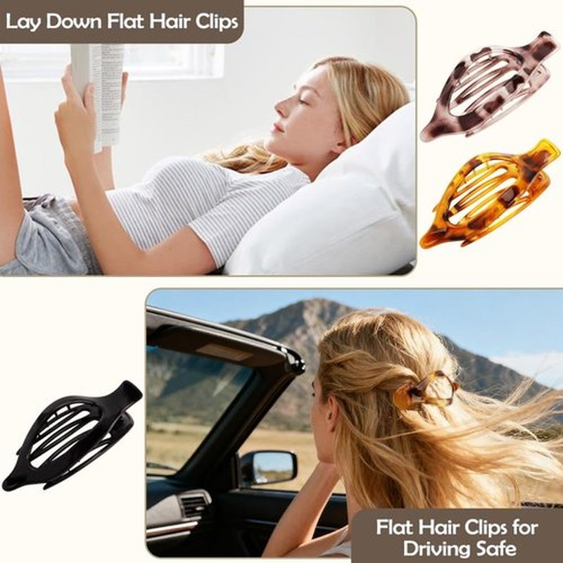 Atoden Flat Hair Clips Duckbill Large Claw Clips for Thick Medium Thin Hair 3Pcs Non Slip French Barrettes Alligator Accessories for Women Girls Tortoise Shell Leopard Black