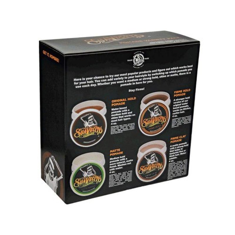 Suavecito Pomade Variety Pack - All-Day Hold For All Hair Types | OG, Firme, Matte & Clay