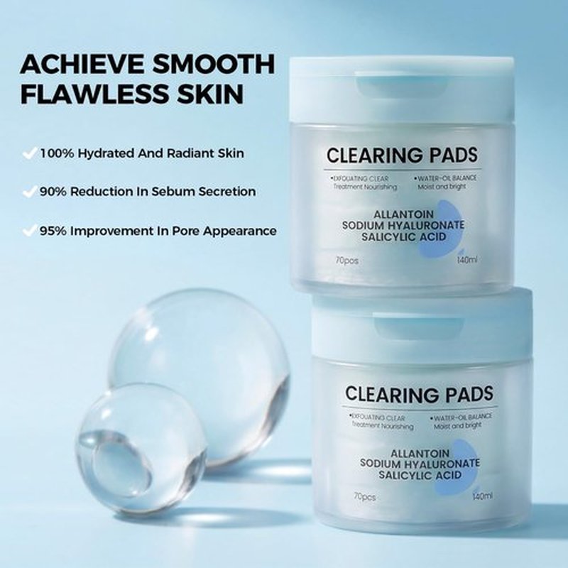 Salicylic Acid Pads-Gentle Pore Reducing, Soothing Skin Care Salicylic Acid Toner Pads, Oil Control and Exfoliation Deep Cleaning Facial Cleansing Wipes, Suitable for All Skin Types, 70 Count