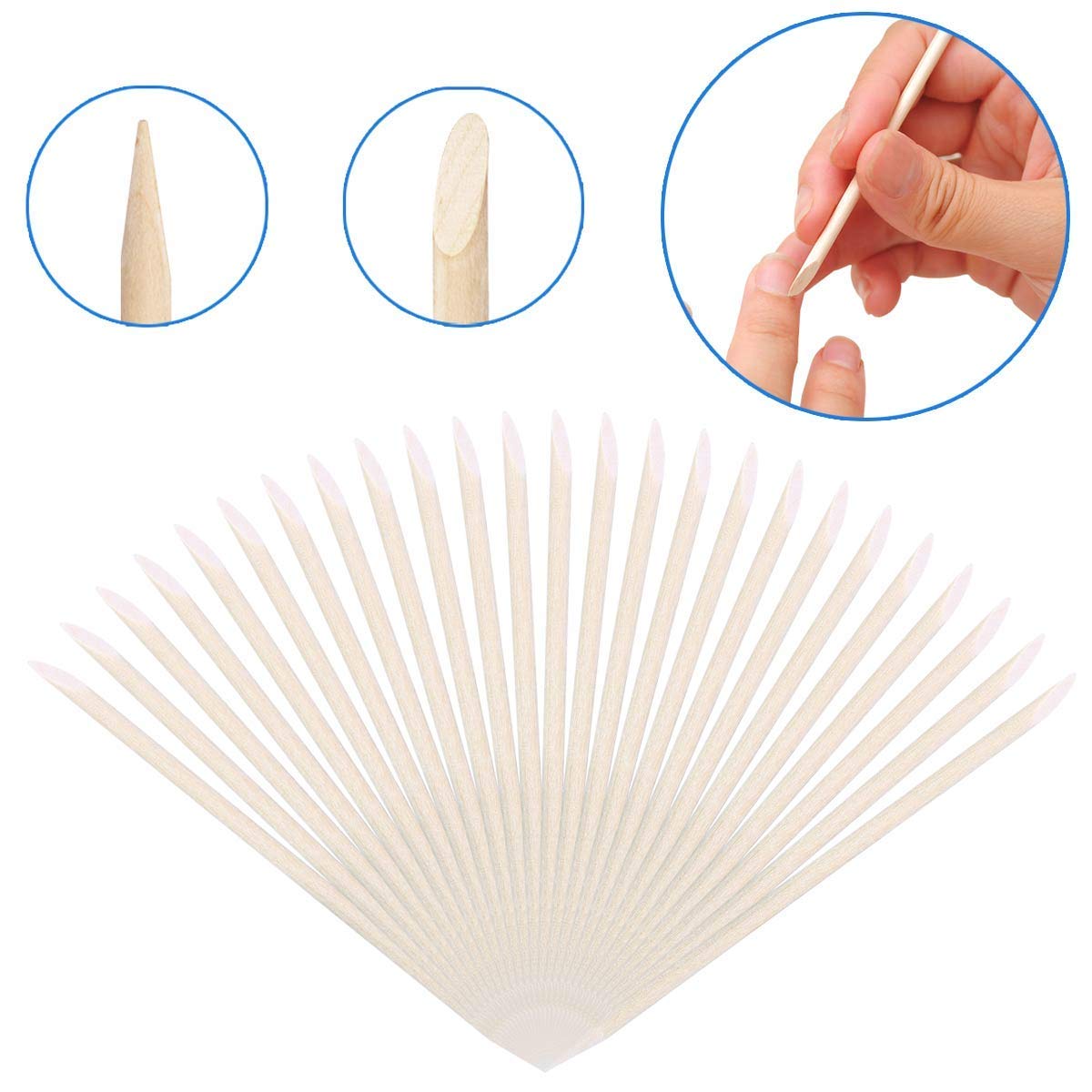 BTYMS 300 Count Orange Wood Stick 4.5 inch Cuticle Pusher Remover Orangewood Cuticle Sticks Nail Art Manicure Pedicure Sticks Orange Sticks for Nails