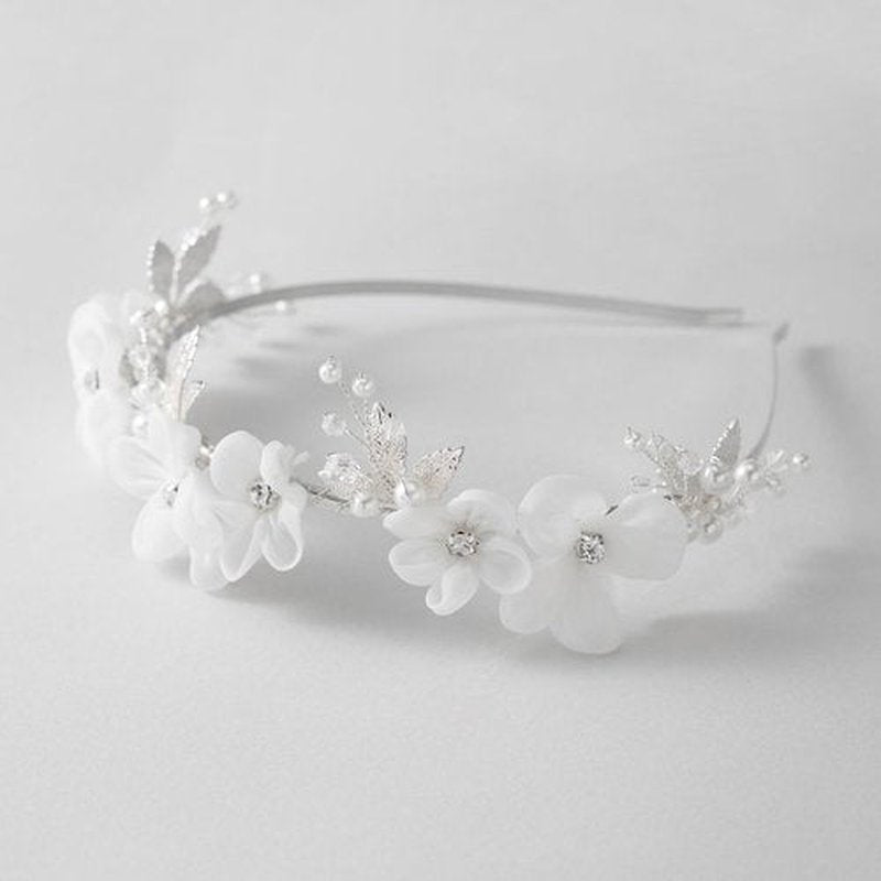 SWEETV Silver Flower Girl Headpiece for Wedding, Communion, Birthday Party - Princess Crystal Hair Accessories