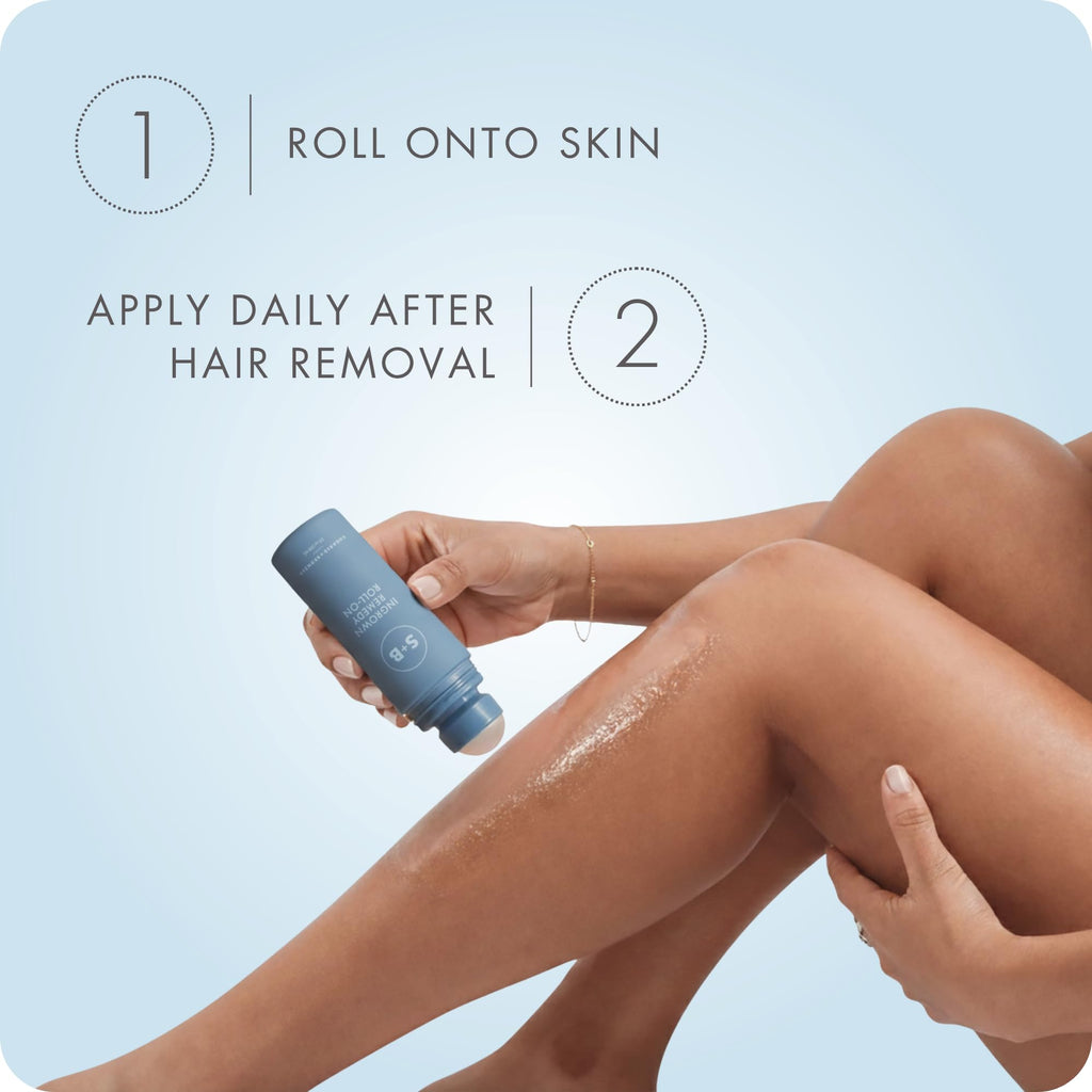 SUGARED + BRONZED Ingrown Hair Roll On, with Glycolic Acid, Salicylic Acid, and Witch Hazel, For Bikini Area and Underarms Post Hair Removal, Suitable for All Skin Types, Vegan, 3 Fl Oz