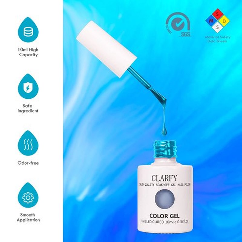 CLARFY Gel Nail Polish Kit 10ML/23PCS with Base Coat, Matte and Glossy Top Coat, Pink Blue White 20 Colors, Spring Summer Gel Polish Set for Nail Art, Salon, DIY Manicure, Gifts for Women, Girls