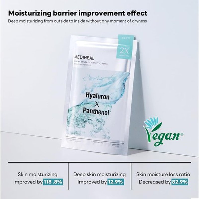 Mediheal Derma Synergy Wrapping Mask for Moisturizing Barrier (4 Packs) - Improved Skin Moisturization With Hyaluron Panthenol