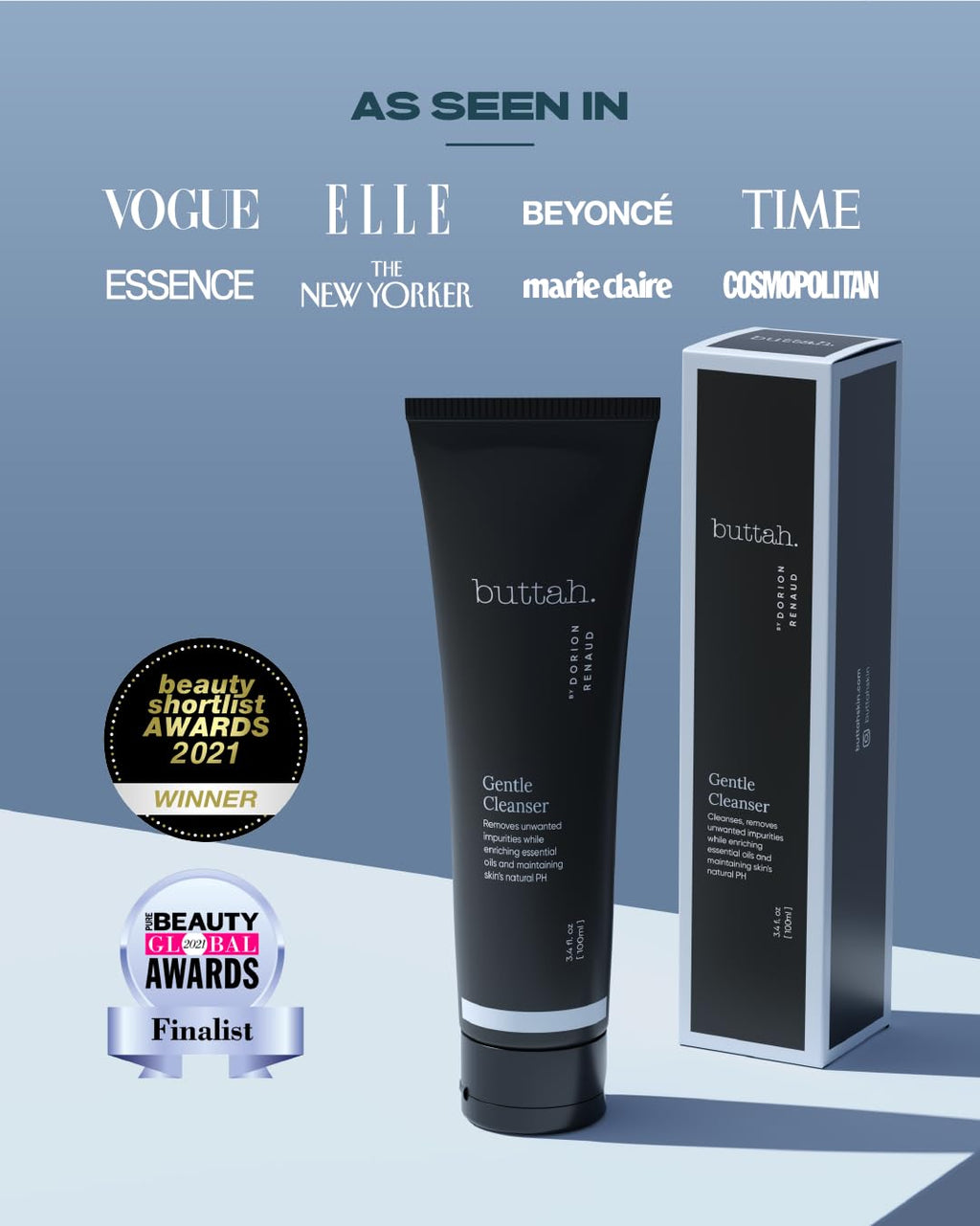 Buttah Skin Facial Gel Cleanser 3.4oz - Gentle & Clarifying Face Wash - Oil & Dirt Extracting Wash - Daily Cleansing - Face Wash for Melanin Rich Skin - Black Founded