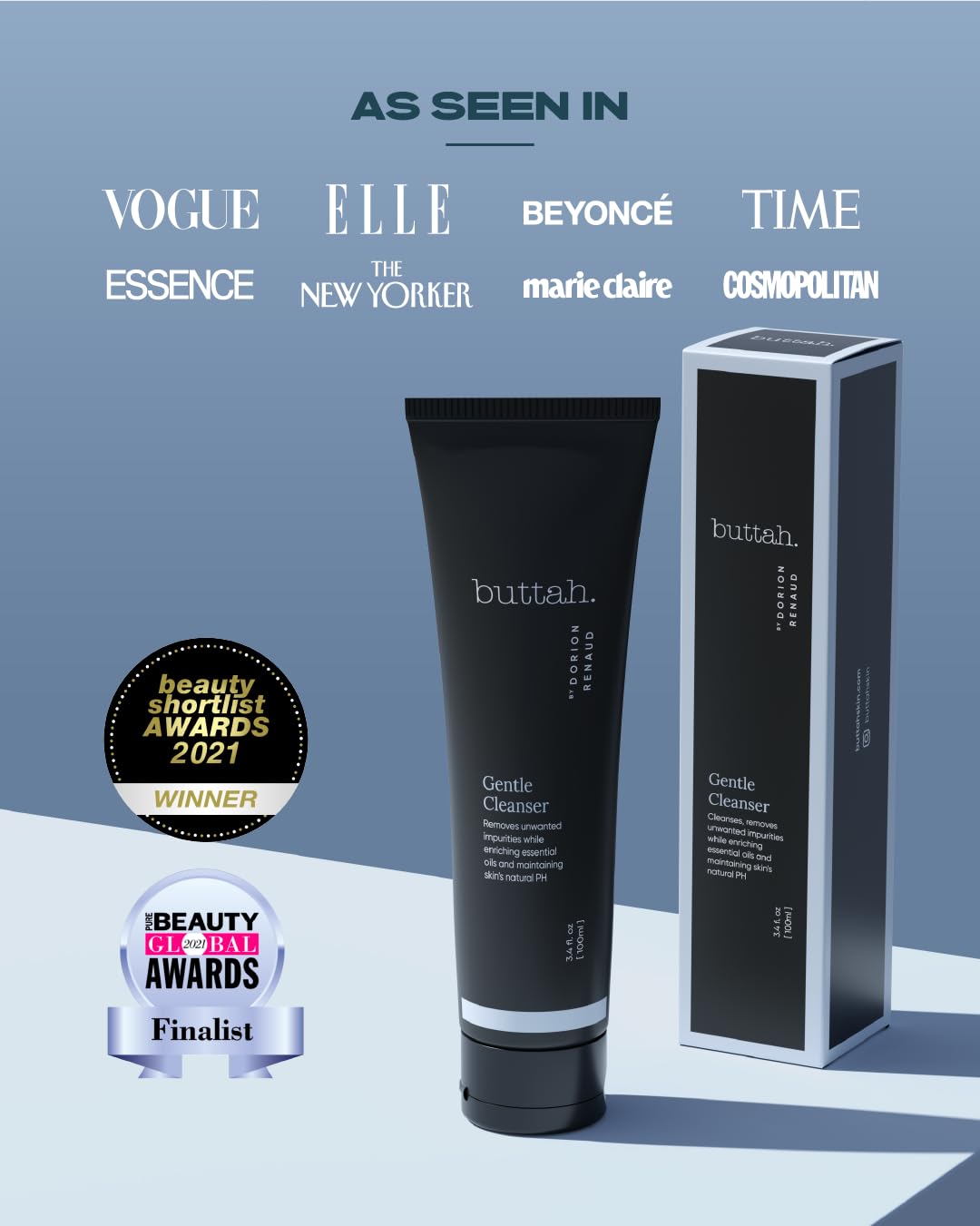 Buttah Skin Facial Gel Cleanser 3.4oz - Gentle & Clarifying Face Wash - Oil & Dirt Extracting Wash - Daily Cleansing - Face Wash for Melanin Rich Skin - Black Founded