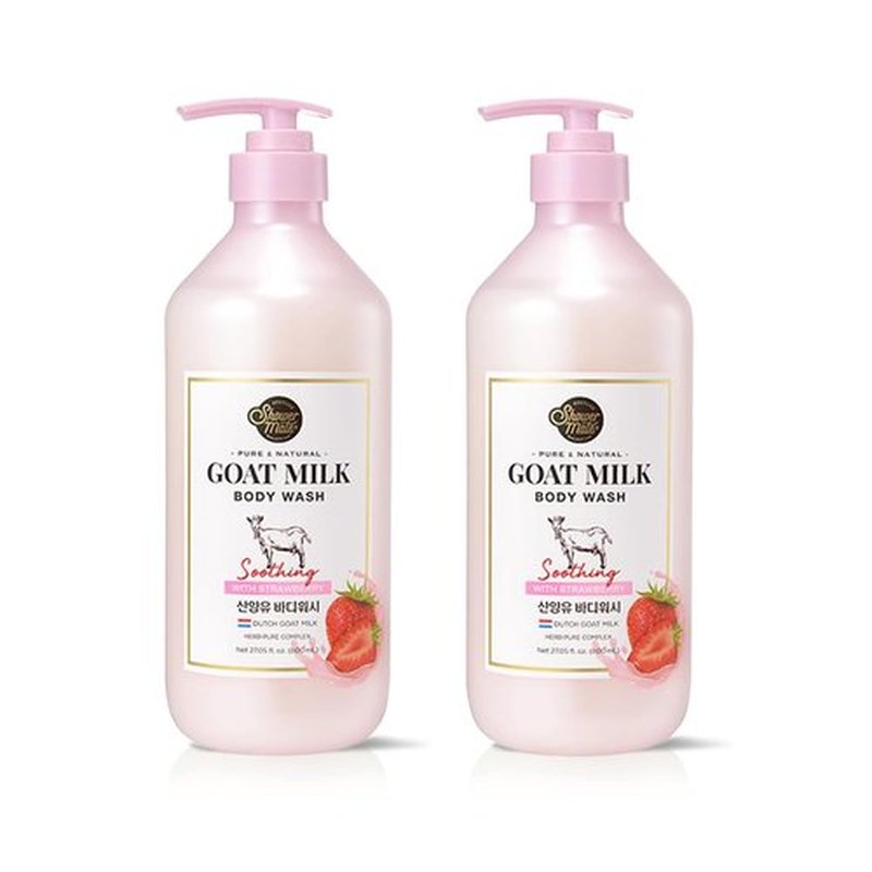 SHOWERMATE Premium Goat Milk Body Wash, 27 Fl Oz, Pack Of 2 (Strawberry)