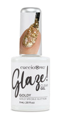 Cuccio Glaze Soak-Off Gel Nail Polish Topper - Goldy (Gold Speckle Glitter) - LED/UV Cured Glitter Top Coat, 0.50 oz