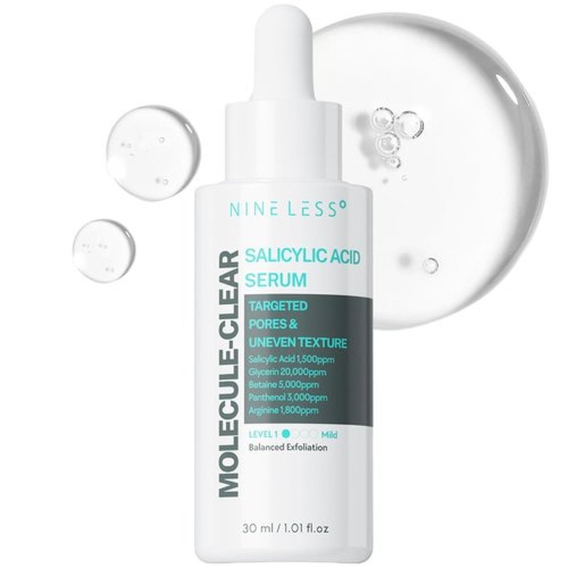NINELESS Salicylic Acid Serum - Deep Pore Exfoliating BHA for Oily Acne-Prone Skin | Hydrating & Soothing, 1.01 fl oz