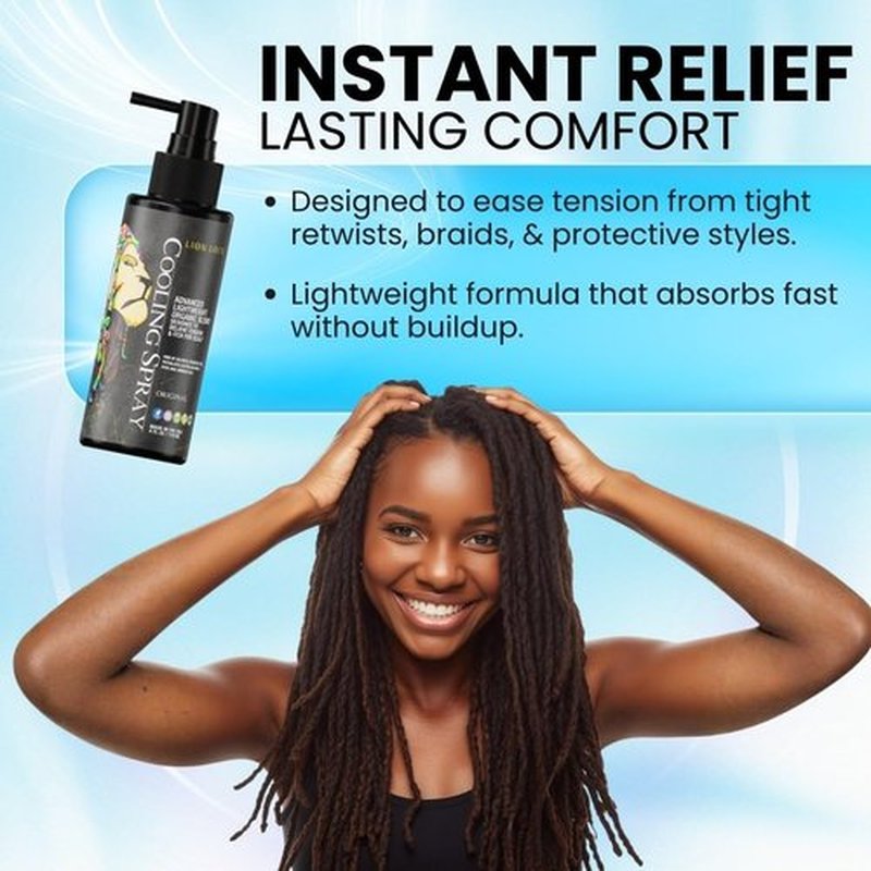 Lion Locs Itchy Scalp Cooling Spray – Instant Crown Relief for Dreadlocks, Braids & Twists, Lightweight Vegan Formula with No Buildup