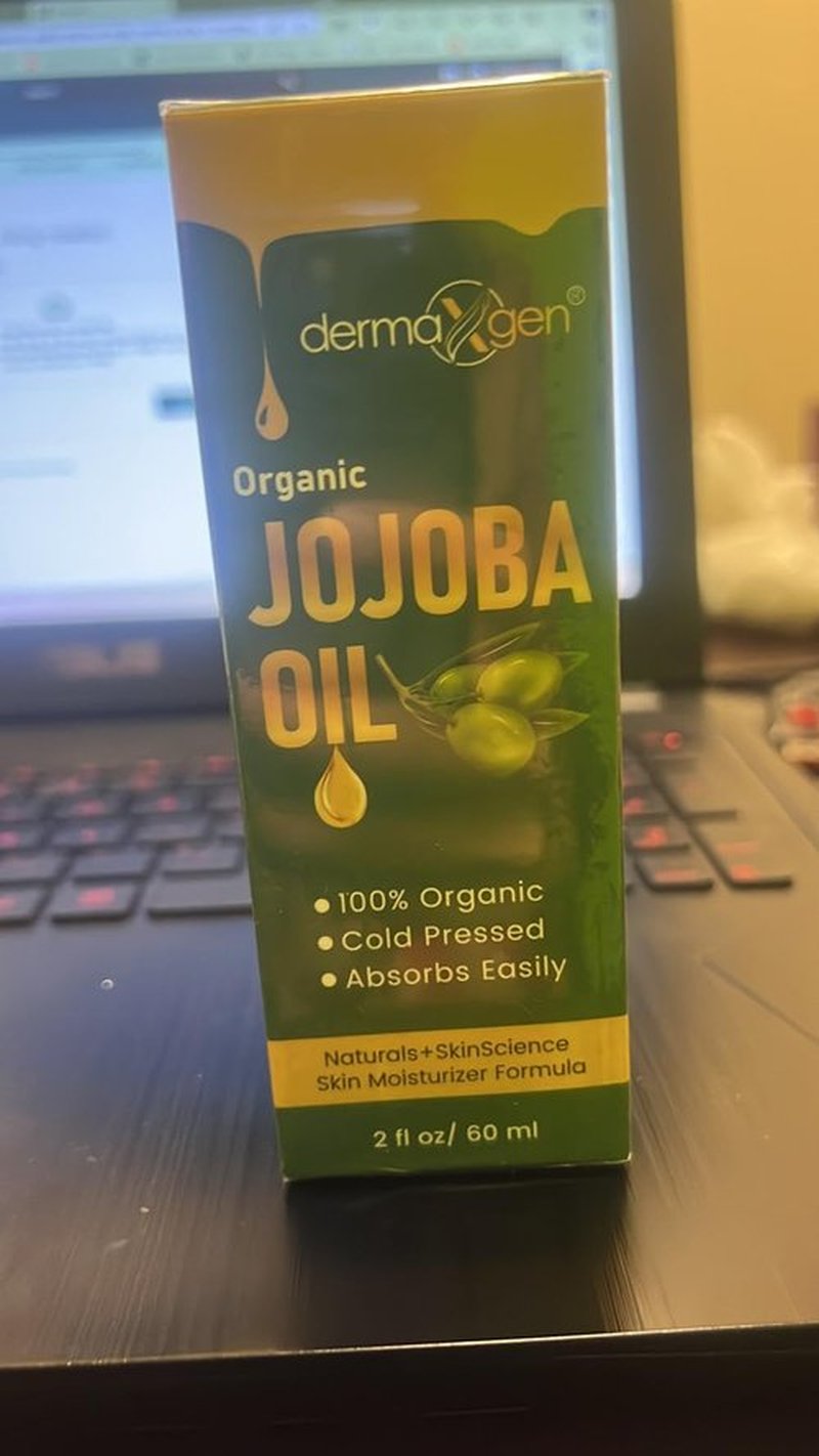 DERMAXGEN Jojoba Oil -100% Organic & Cold Pressed Oil - Anti-Aging Moisturizing Treatment for Face, Hair, Skin & Nails, Acne Scars, Anti-Wrinkle. (2 FL OZ)