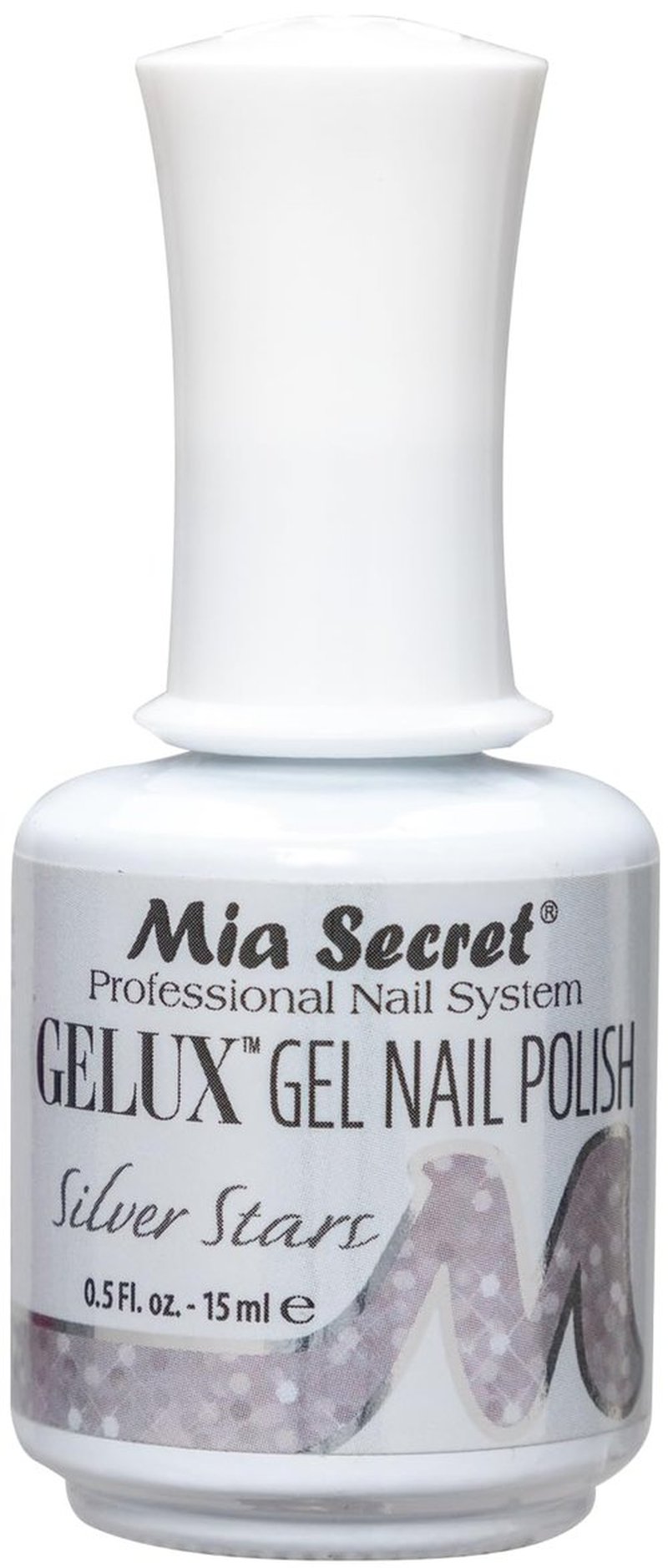 Mia Secret Gelux Soak-off gel nail polish color Silver Stars - Gel polish cured with nail lamp - Esmaltes para uñas en gel de larga duración para lampara uv