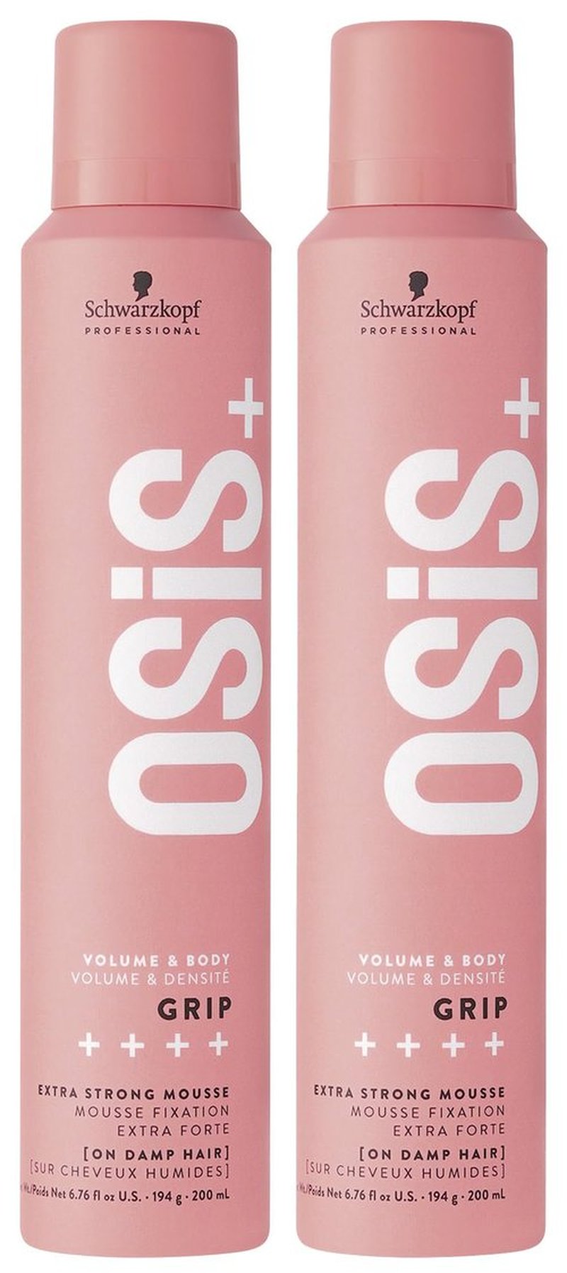 OSiS+ Grip Extreme Hold Mousse, 6.76 oz (2 Pack) – Extra Strong Control and Volume with Lasting Definition and Natural Shine – Volumizing Formula Protects Against Blow Dry Damage