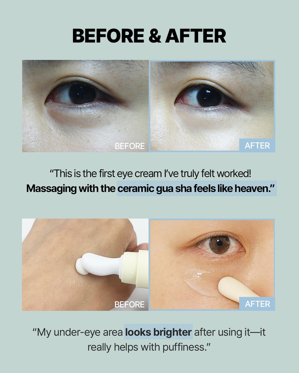 The Yeon Ectoin GuaSha lifting Eye Cream 30ml - Korean Skincare Anti-Wrinkle Eye Cream for Dark Circles, Puffiness, Brightening & Firming
