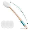 Svarvns Lotion Applicator with 4 Replaceable Pads for Back, Self, Elderly, Women - Cream Medicine Applicator with 17" Curved Handle Easy to Target Back and Feet, White