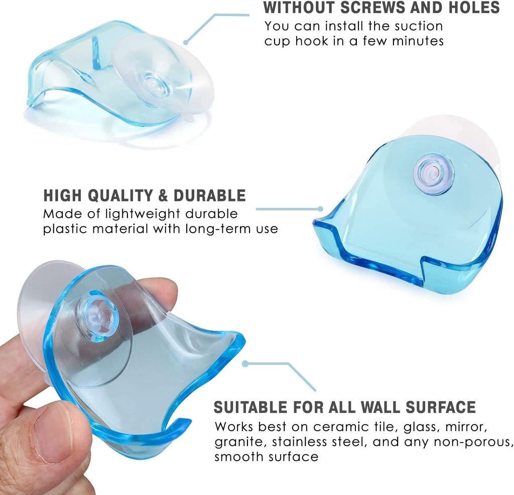 2 Pack Suction Cup Razor Holder for Shower Wall Accessories – No-Drill Shower Razor Holder Suction Caddies – Waterproof & Reusable Bathroom Shaver Storage Cup for Men & Women | Easy to Install