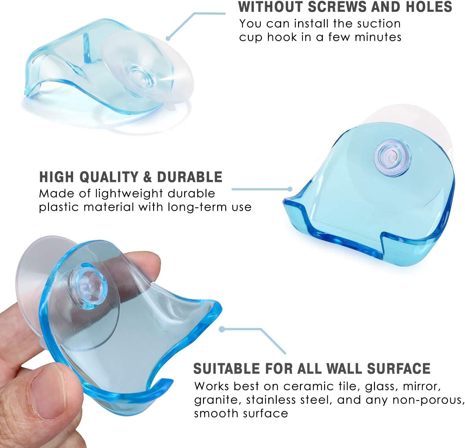 2 Pack Suction Cup Razor Holder for Shower Wall Accessories – No-Drill Shower Razor Holder Suction Caddies – Waterproof & Reusable Bathroom Shaver Storage Cup for Men & Women | Easy to Install