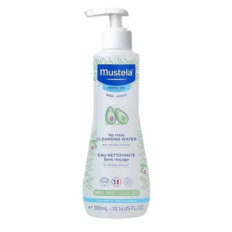 Mustela Baby Cleansing Water - No-Rinse Micellar Formula with Avocado & Aloe Vera - 1 or 2-Pack Options