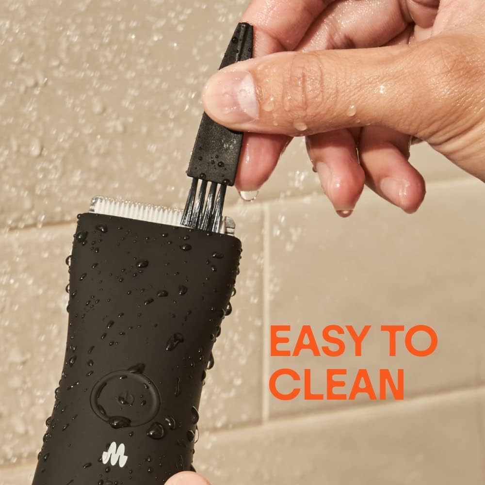 MERIDIAN - The Starter Package - Original Electric Body & Pubic Hair Trimmer Set, 1 Replacement Blade, Waterproof, Rechargeable for Men and Women, Onyx