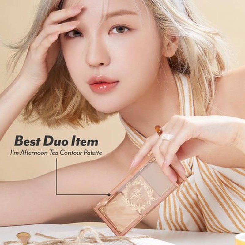I'M MEME Blusher Palette - Afternoon Tea_Blossom Tea | Soft Pink, Peach, Lavender, 3 Shades Palette, Matte Powder, Face & Cheeks, For All Skin Tones, Powdery Finish, Lightweight Formula, 0.4 Oz