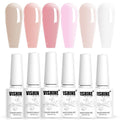 Vishine Neutral Jelly Nail Polish - Nude Pink, Milky White, Sheer Crystal, Transparent Gel Varnish - Manicure Collection Nail Art Gel 6Pcs 8ml