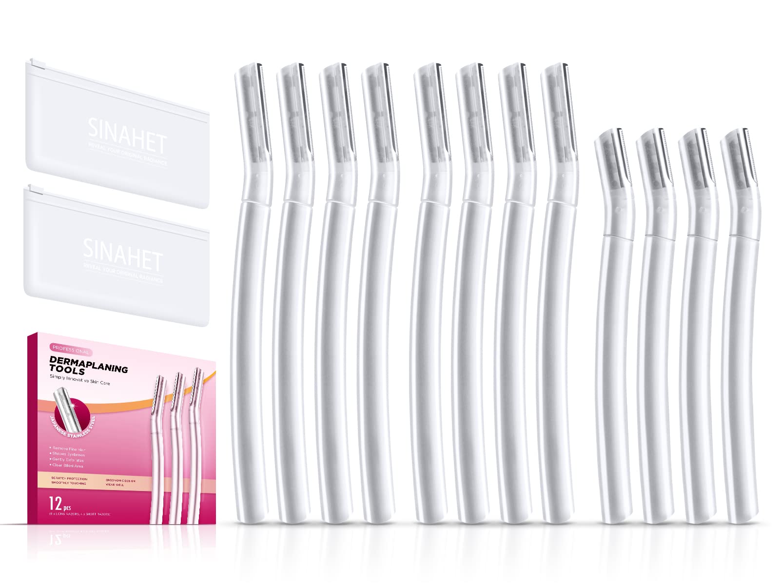 SINAHET Dermaplane Razor for Face, (3 Count) Professional Dermaplaning Tool with Coffee Grounds Based Handle, Facial and Eyebrow Hair Removal
