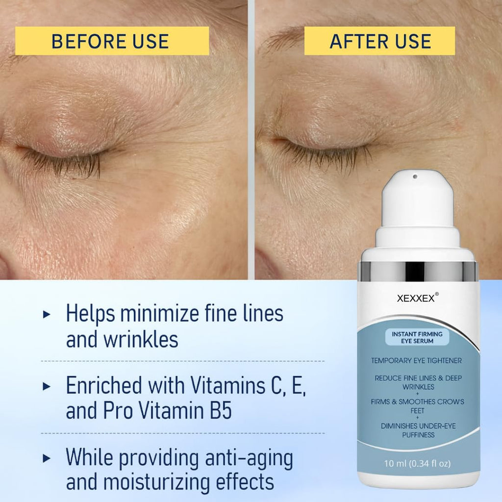XEXXEX Instant Firming Eye Serum– Instantly Visibly Reduces Under Eye Bags And Wrinkles, Fine Lines, Crow's Feet, Dark Circles – Pump (Unscented)