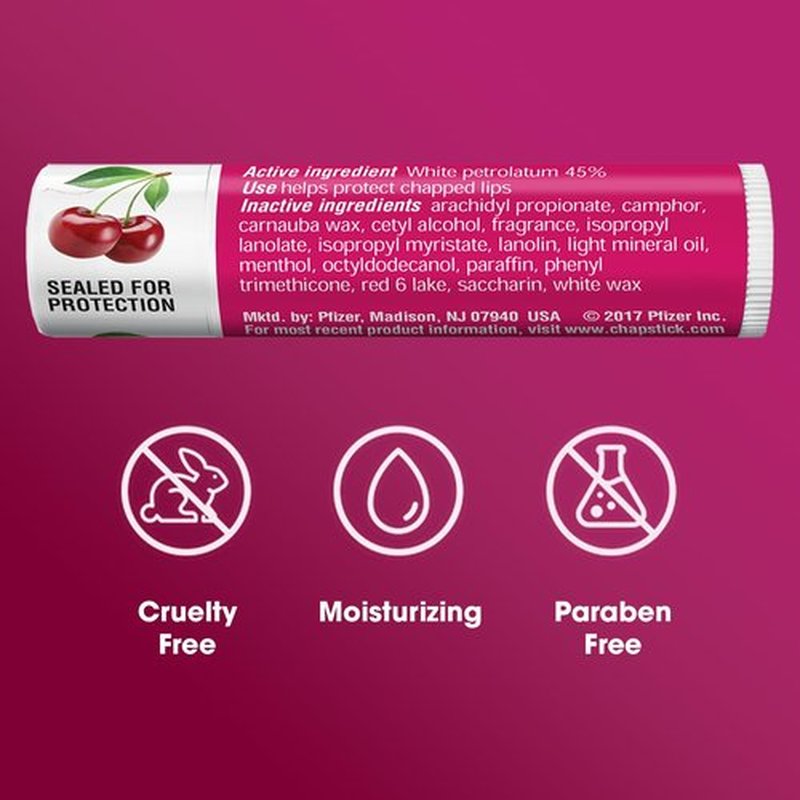 ChapStick Bulk Lip Balm, Classic Cherry 12-Count – Lip Moisturizer for Dry Lips, 0.15 Oz Ea
