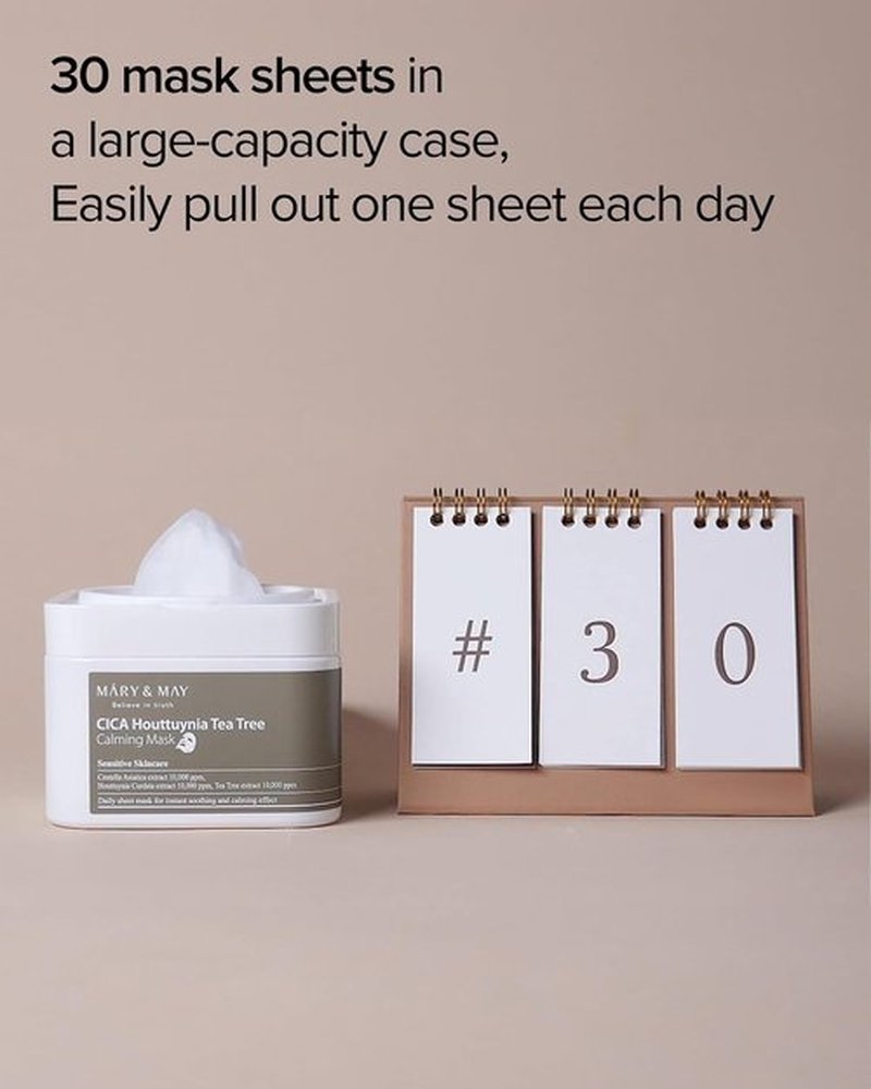 Mary&May CICA Houttuynia Calming Mask - Soothing & Moisturizing Daily Sheet Mask | 30 Hypoallergenic Sheets