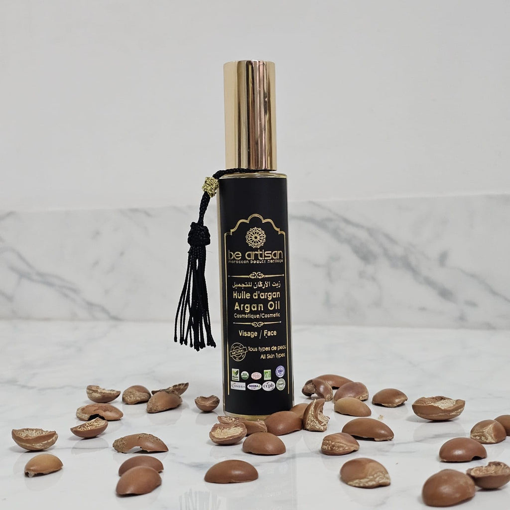 Be Artisan Organic Moroccan Argan Oil – Cold-Pressed Facial, Hair & Body Oil – Hydrating, Nourishing & Multi-Use – Vitamin E & Antioxidants – Face, Hair, Nails, beard – 50ml