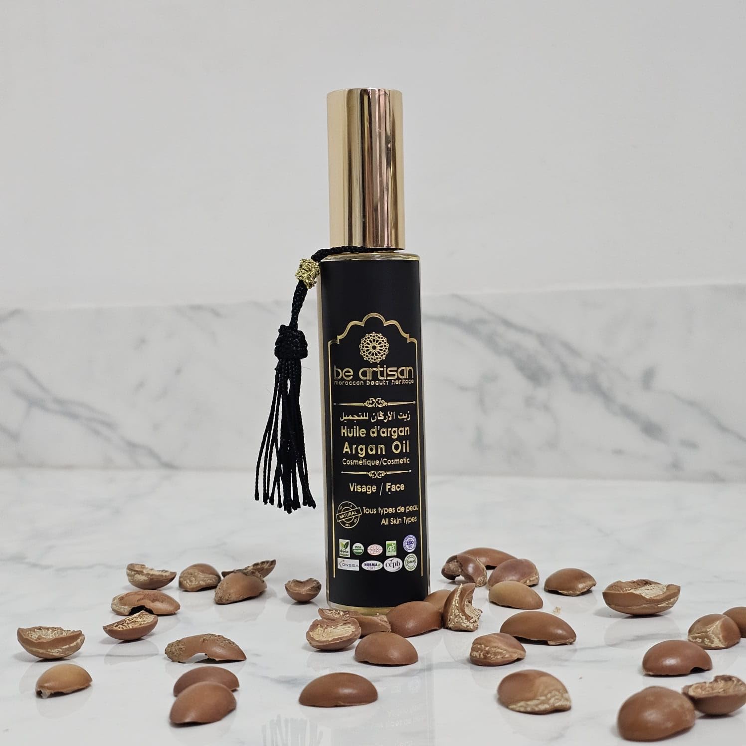 Be Artisan Organic Moroccan Argan Oil – Cold-Pressed Facial, Hair & Body Oil – Hydrating, Nourishing & Multi-Use – Vitamin E & Antioxidants – Face, Hair, Nails, beard – 50ml