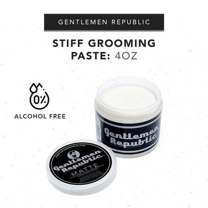 Gentlemen Republic Stiff Pomade for Men - Lightweight Water-Based Formula for High Hold & Shine | 4oz