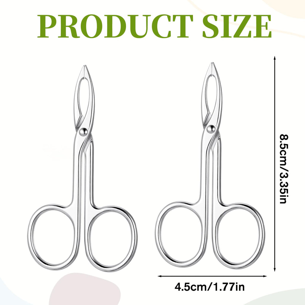 2 PCS Scissor Tweezers for Eyebrows, Metal Straight Tip Scissor Tweezers with Handles, Flat Plucker Tweezers Scissors for Remover Facial Hair and Eyebrow Care(Silver)