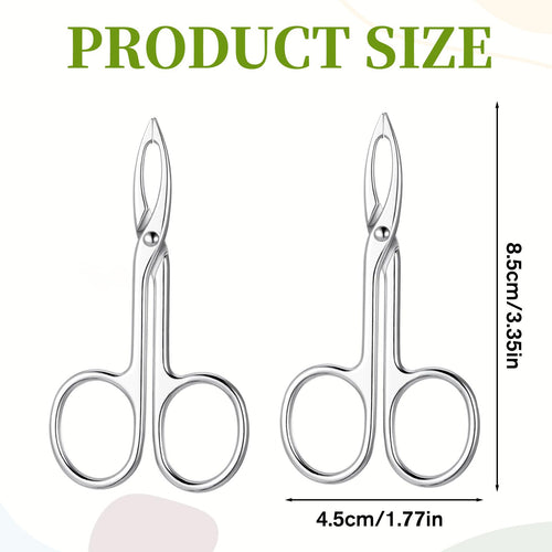2 PCS Scissor Tweezers for Eyebrows, Metal Straight Tip Scissor Tweezers with Handles, Flat Plucker Tweezers Scissors for Remover Facial Hair and Eyebrow Care(Silver)