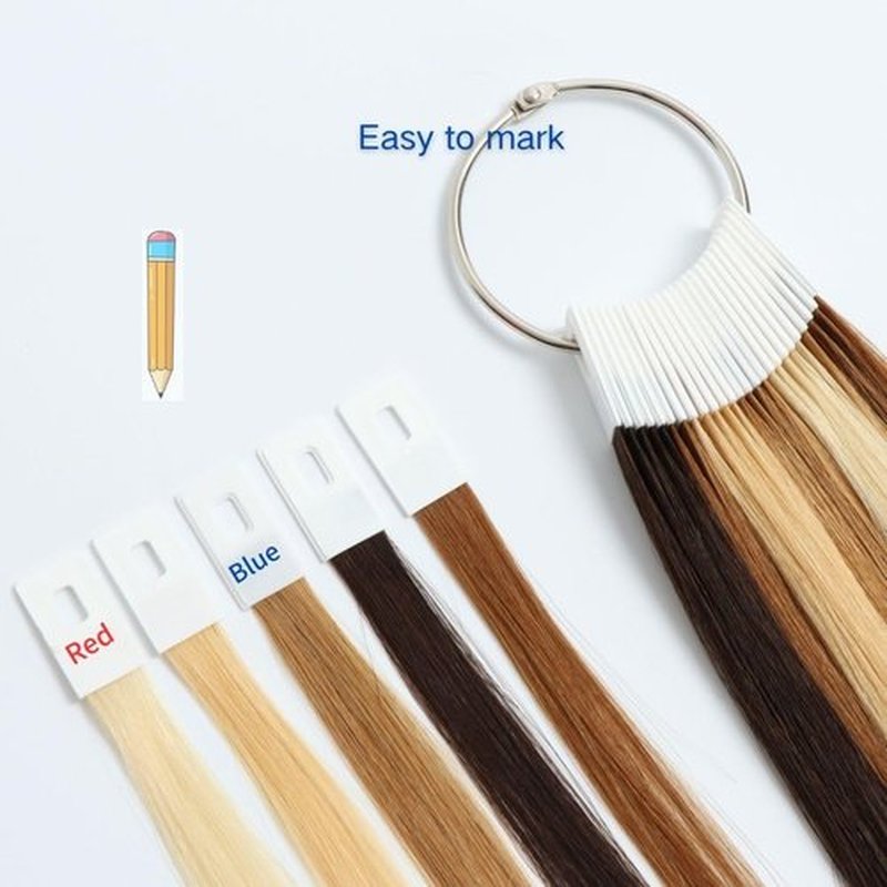 REDMENCO Human Hair Swatches Testing Color 5 Natural Level Shades Samples for Salon Color Rings 30 Pieces 8 Inch
